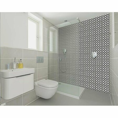 Homeroots 7 x 7 in. Black & White Dia Peel & Stick Removable Tiles 399943